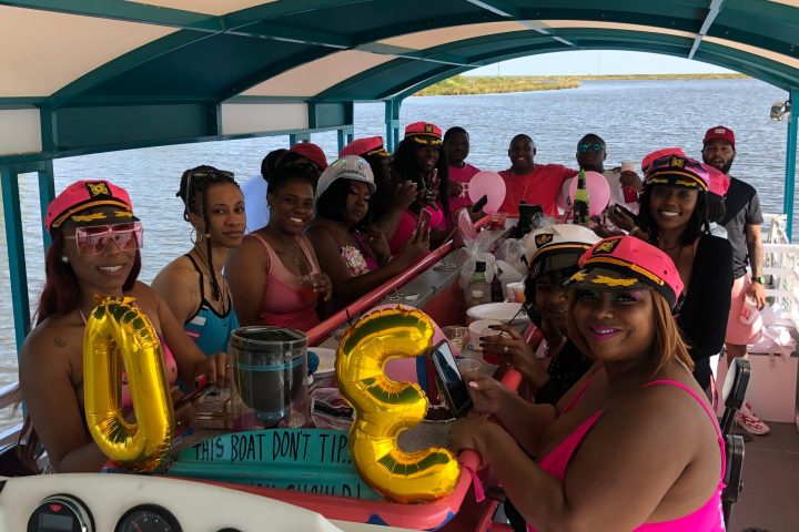 a group of people on a boat