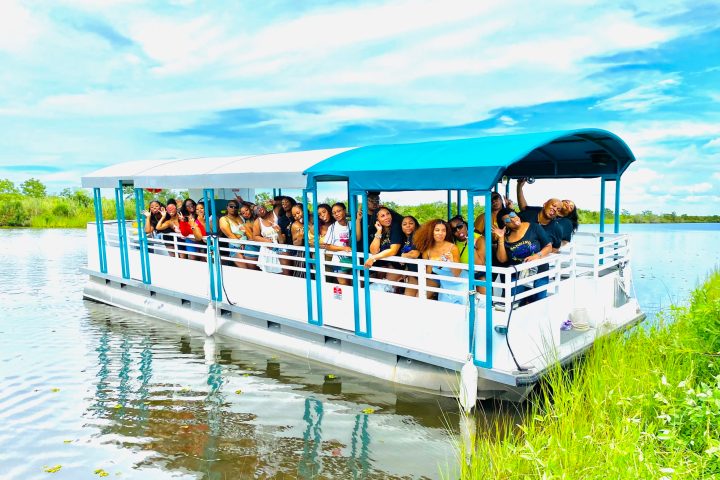 a boat parked next to a body of water