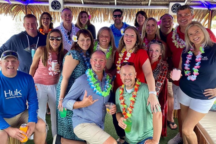 a group of people posing for a photo